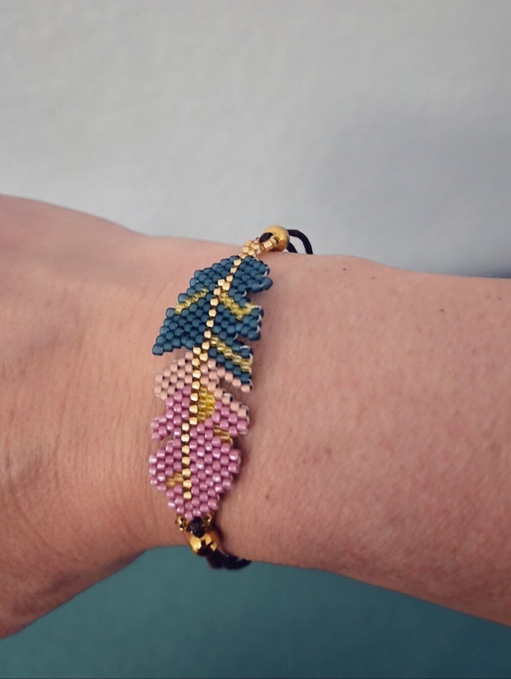 Noonday Collection Boho Artisan Beaded Feather Adjustable Bracelet